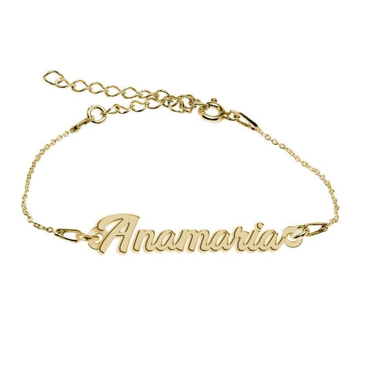 Bratara Argint Placata cu Aur 18 karate, Nume Anamaria , BijouxMAG, 15 + 4 cm