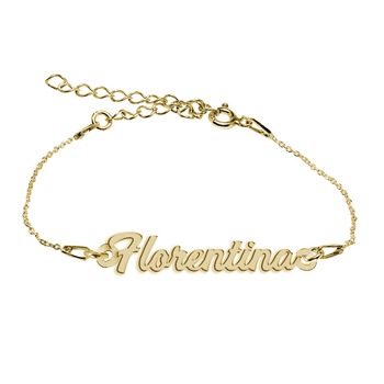 Bratara Argint Placata cu Aur 18 karate, Nume Florentina , BijouxMAG, 15 + 4 cm Bratara Argint Placata cu Aur 18 karate, Nume Florentina , BijouxMAG, 15 + 4 cm