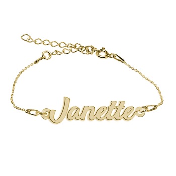 Bratara Argint Placata cu Aur 18 karate, Nume Janette , BijouxMAG, 15 + 4 cm Bratara Argint Placata cu Aur 18 karate, Nume Janette , BijouxMAG, 15 + 4 cm