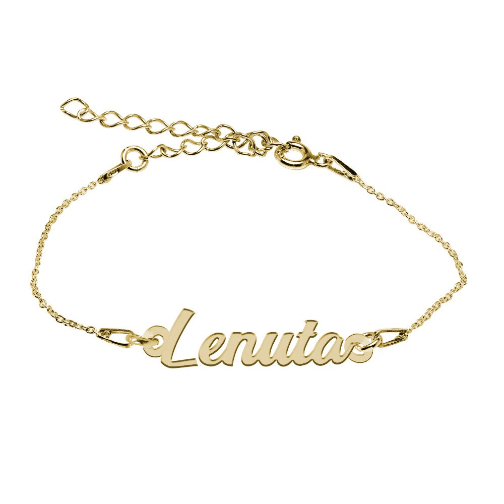 Bratara Argint Placata cu Aur 18 karate, Nume Lenuta , BijouxMAG, 15 + 4 cm