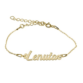 Bratara Argint Placata cu Aur 18 karate, Nume Lenuta , BijouxMAG, 15 + 4 cm Bratara Argint Placata cu Aur 18 karate, Nume Lenuta , BijouxMAG, 15 + 4 cm