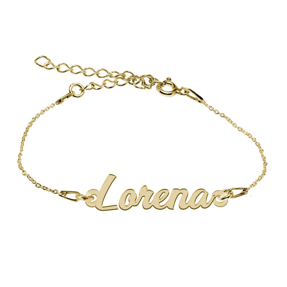 Bratara Argint Placata cu Aur 18 karate, Nume Lorena , BijouxMAG, 15 + 4 cm
