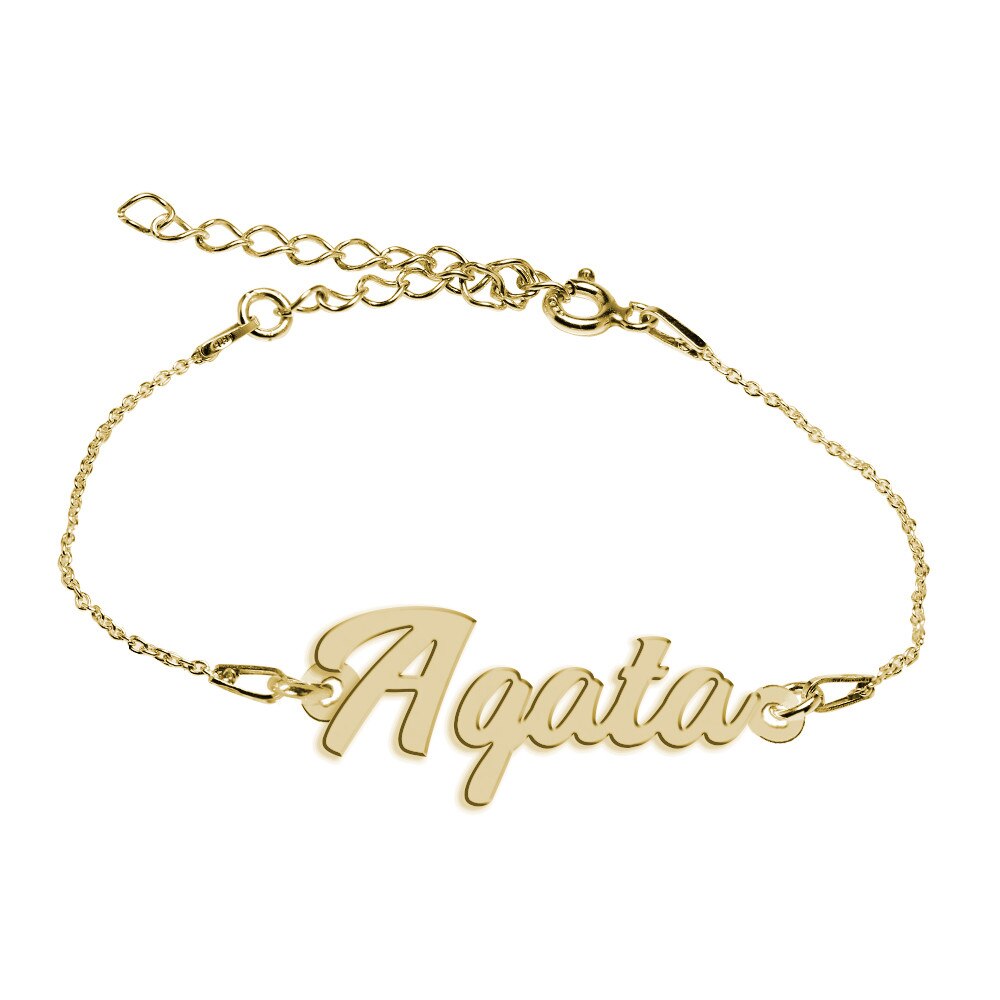Bratara Argint Placata cu Aur 18 karate, Nume Agata , BijouxMAG, 15 + 4 cm