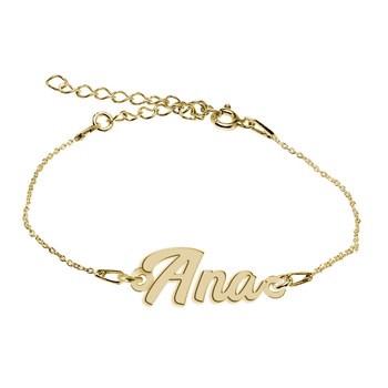 Bratara Argint Placata cu Aur 18 karate, Nume Ana , BijouxMAG, 15 + 4 cm Bratara Argint Placata cu Aur 18 karate, Nume Ana , BijouxMAG, 15 + 4 cm