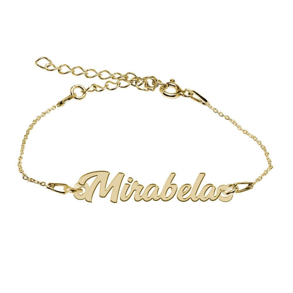 Bratara Argint Placata cu Aur 18 karate, Nume Mirabela , BijouxMAG, 15 + 4 cm