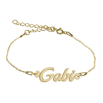 Bratara Argint Placata cu Aur 18 karate, Nume Gabi , BijouxMAG, 15 + 4 cm Bratara Argint Placata cu Aur 18 karate, Nume Gabi , BijouxMAG, 15 + 4 cm