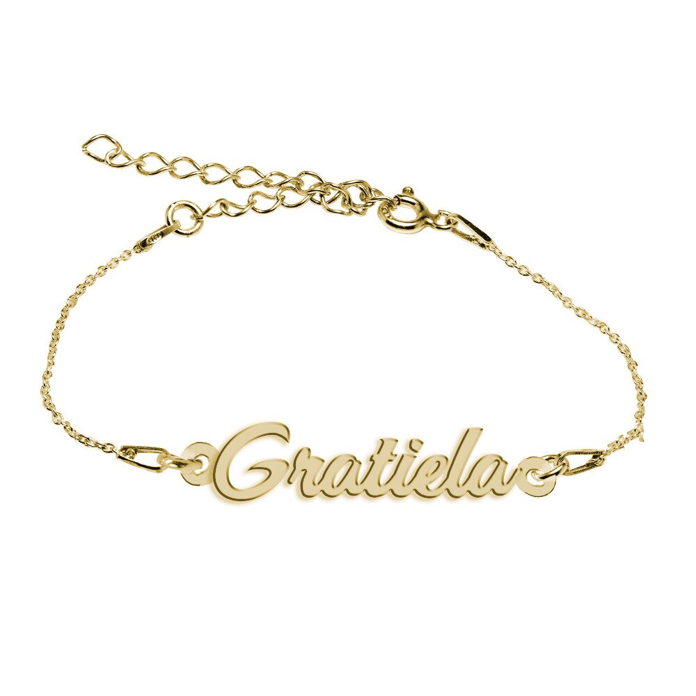 Bratara Argint Placata cu Aur 18 karate, Nume Gratiela , BijouxMAG, 15 + 4 cm
