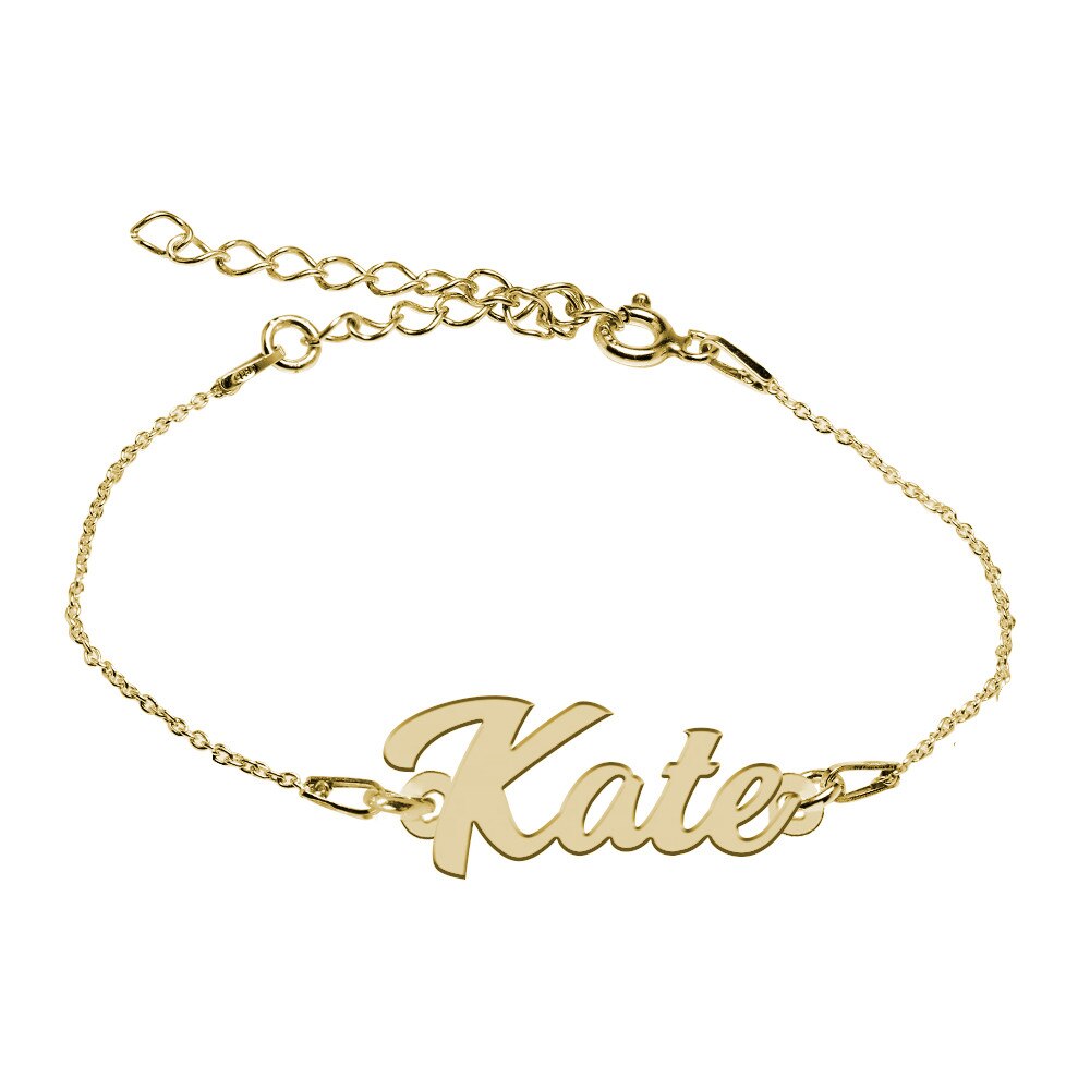 Bratara Argint Placata cu Aur 18 karate, Nume Kate , BijouxMAG, 15 + 4 cm