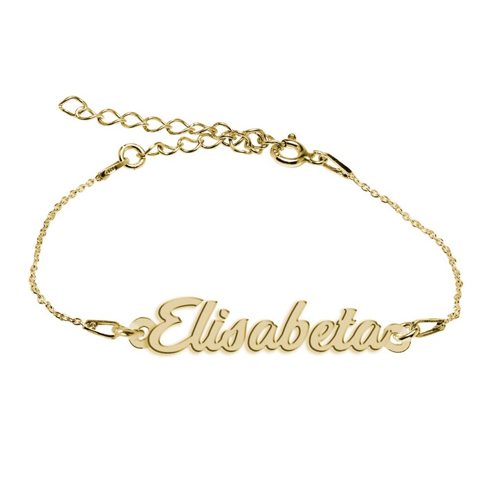 Bratara Argint Placata cu Aur 18 karate, Nume Elisabeta , BijouxMAG, 15 + 4 cm