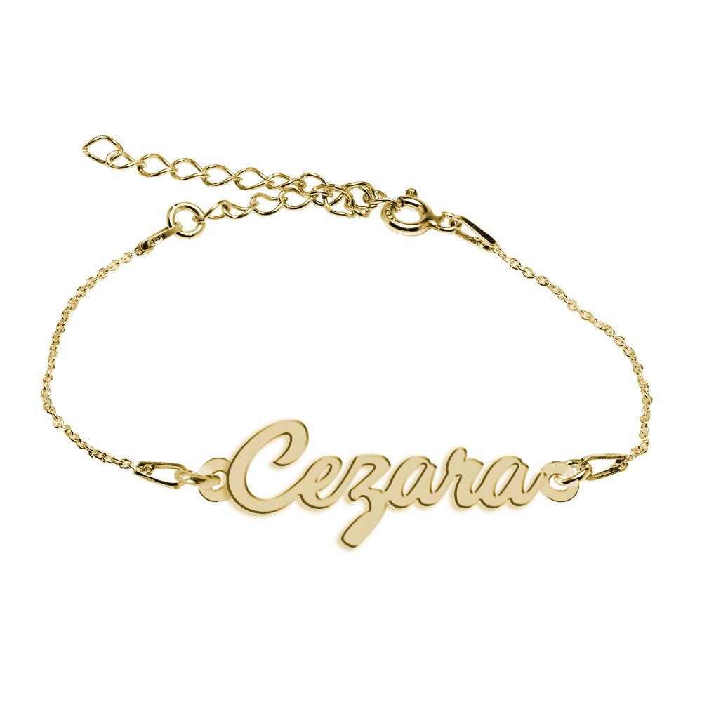 Bratara Argint Placata cu Aur 18 karate, Nume Cezara , BijouxMAG, 15 + 4 cm