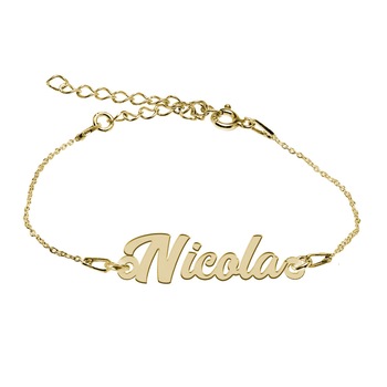 Bratara Argint Placata cu Aur 18 karate, Nume Nicola , BijouxMAG, 15 + 4 cm Bratara Argint Placata cu Aur 18 karate, Nume Nicola , BijouxMAG, 15 + 4 cm