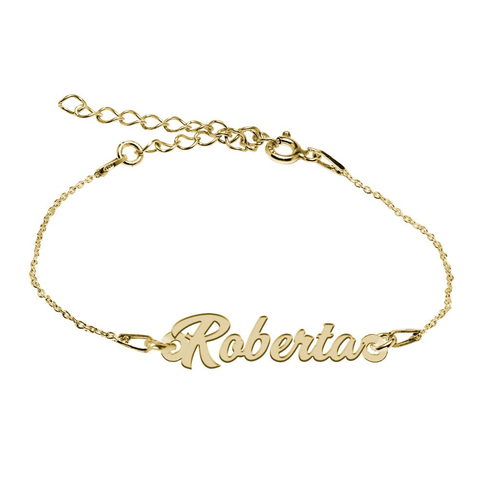 Bratara Argint Placata cu Aur 18 karate, Nume Roberta , BijouxMAG, 15 + 4 cm