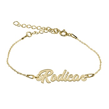 Bratara Argint Placata cu Aur 18 karate, Nume Rodica , BijouxMAG, 15 + 4 cm Bratara Argint Placata cu Aur 18 karate, Nume Rodica , BijouxMAG, 15 + 4 cm