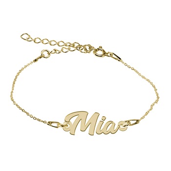 Bratara Argint Placata cu Aur 18 karate, Nume Mia , BijouxMAG, 15 + 4 cm Bratara Argint Placata cu Aur 18 karate, Nume Mia , BijouxMAG, 15 + 4 cm