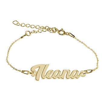 Bratara Argint Placata cu Aur 18 karate, Nume Ileana , BijouxMAG, 15 + 4 cm Bratara Argint Placata cu Aur 18 karate, Nume Ileana , BijouxMAG, 15 + 4 cm