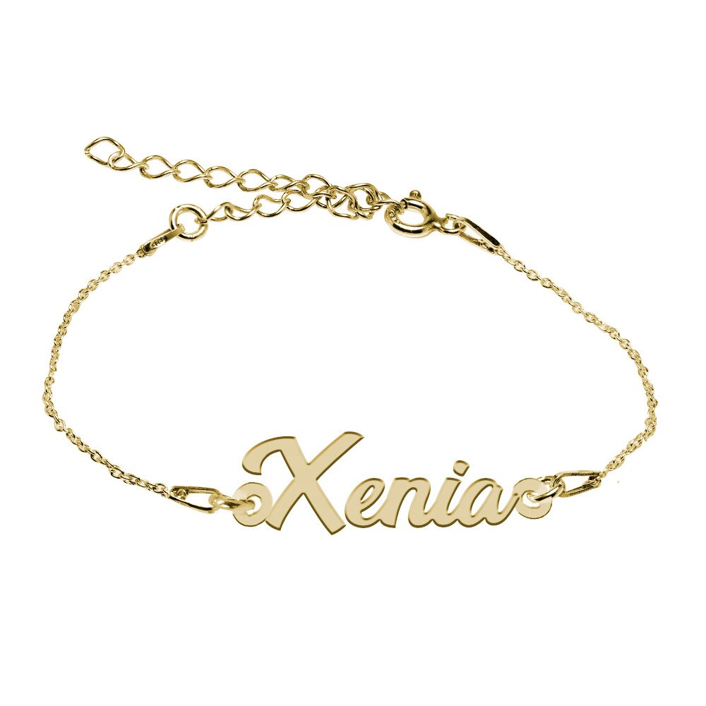 Bratara Argint Placata cu Aur 18 karate, Nume Xenia , BijouxMAG, 15 + 4 cm