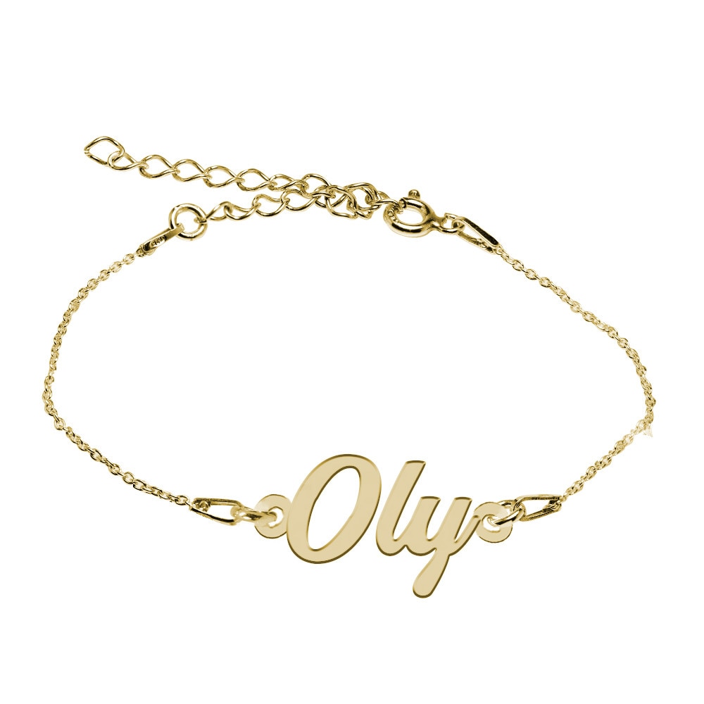 Bratara Argint Placata cu Aur 18 karate, Nume Oly , BijouxMAG, 15 + 4 cm