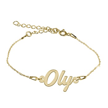 Bratara Argint Placata cu Aur 18 karate, Nume Oly , BijouxMAG, 15 + 4 cm Bratara Argint Placata cu Aur 18 karate, Nume Oly , BijouxMAG, 15 + 4 cm