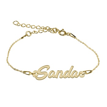 Bratara Argint Placata cu Aur 18 karate, Nume Sanda , BijouxMAG, 15 + 4 cm Bratara Argint Placata cu Aur 18 karate, Nume Sanda , BijouxMAG, 15 + 4 cm