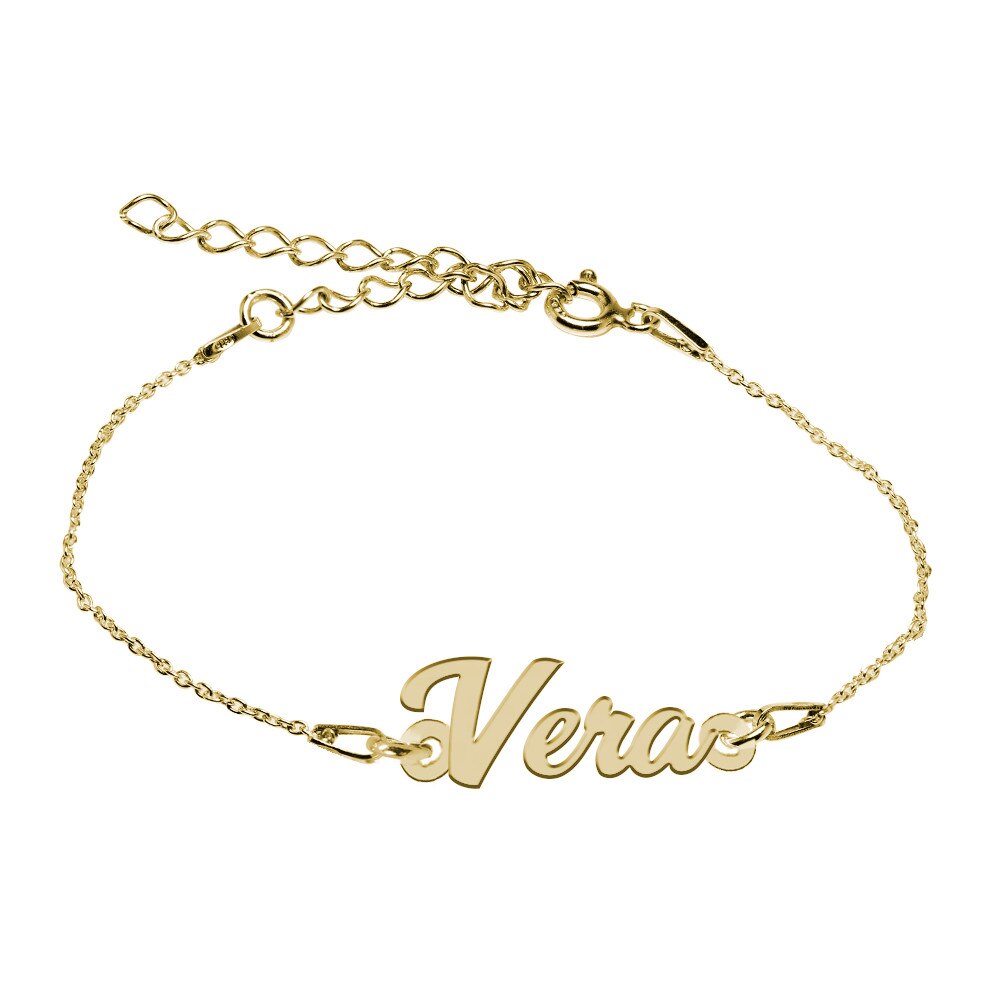 Bratara Argint Placata cu Aur 18 karate, Nume Vera , BijouxMAG, 15 + 4 cm