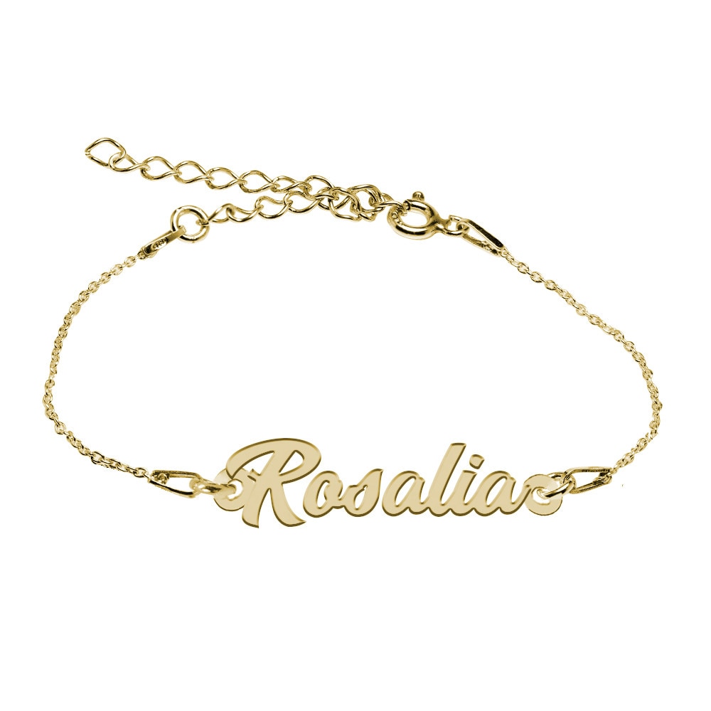Bratara Argint Placata cu Aur 18 karate, Nume Rosalia , BijouxMAG, 15 + 4 cm