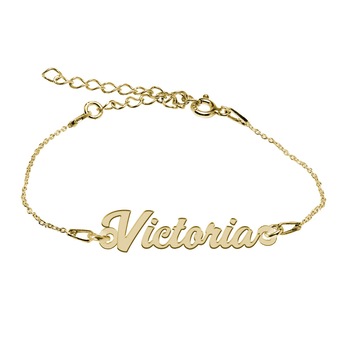 Bratara Argint Placata cu Aur 18 karate, Nume Victoria , BijouxMAG, 15 + 4 cm Bratara Argint Placata cu Aur 18 karate, Nume Victoria , BijouxMAG, 15 + 4 cm