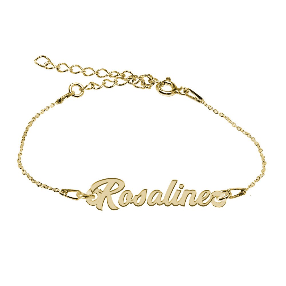 Bratara Argint Placata cu Aur 18 karate, Nume Rosaline , BijouxMAG, 15 + 4 cm