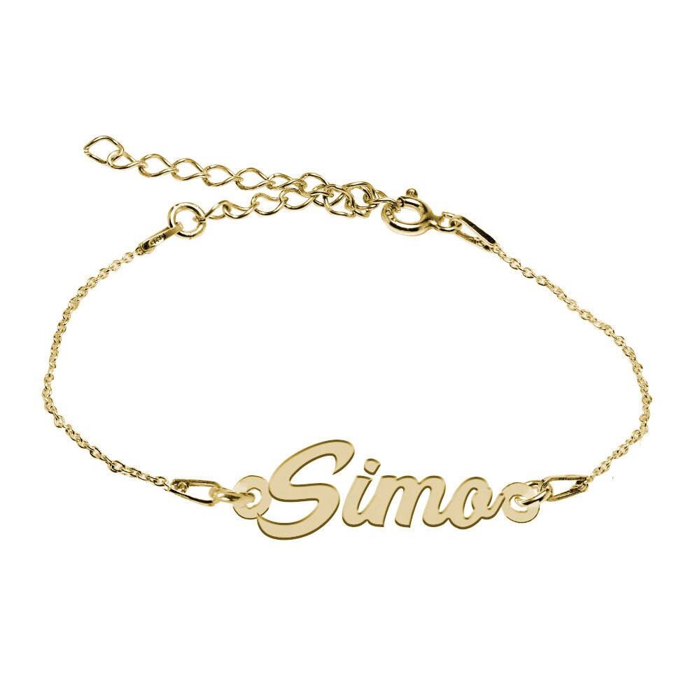 Bratara Argint Placata cu Aur 18 karate, Nume Simo , BijouxMAG, 15 + 4 cm