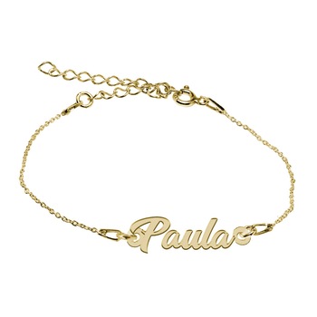 Bratara Argint Placata cu Aur 18 karate, Nume Paula , BijouxMAG, 15 + 4 cm Bratara Argint Placata cu Aur 18 karate, Nume Paula , BijouxMAG, 15 + 4 cm