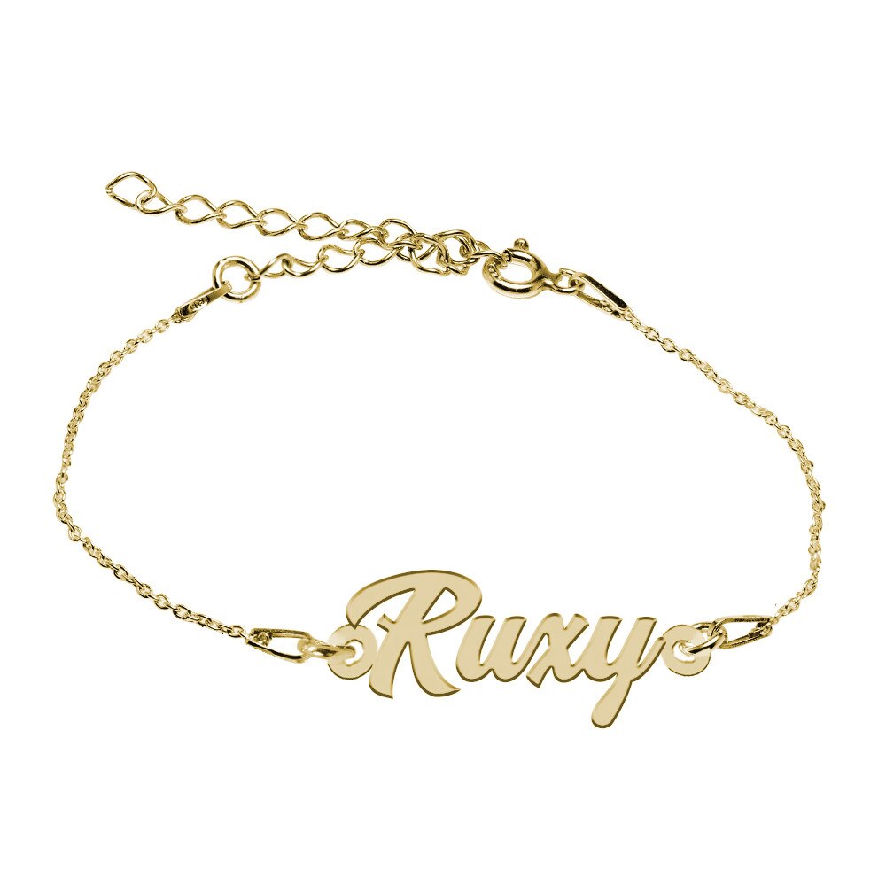 Bratara Argint Placata cu Aur 18 karate, Nume Ruxy , BijouxMAG, 15 + 4 cm