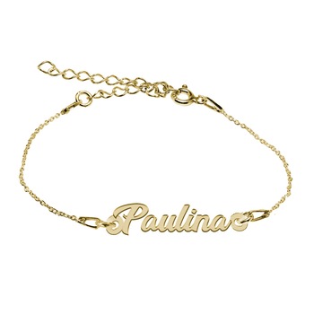 Bratara Argint Placata cu Aur 18 karate, Nume Paulina , BijouxMAG, 15 + 4 cm Bratara Argint Placata cu Aur 18 karate, Nume Paulina , BijouxMAG, 15 + 4 cm