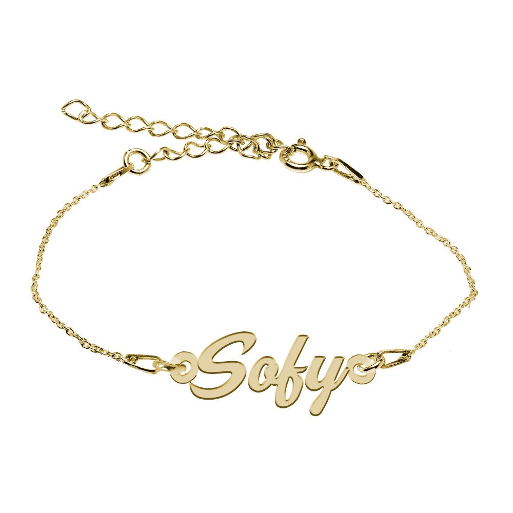 Bratara Argint Placata cu Aur 18 karate, Nume Sofy , BijouxMAG, 15 + 4 cm