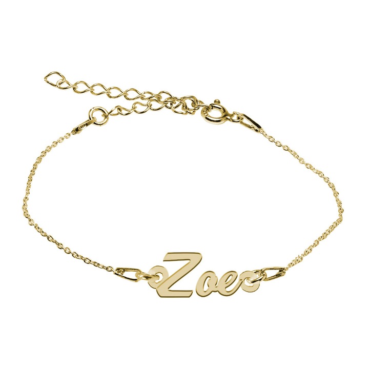 Bratara Argint Placata cu Aur 18 karate, Nume Zoe , BijouxMAG, 15 + 4 cm