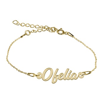 Bratara Argint Placata cu Aur 18 karate, Nume Ofelia , BijouxMAG, 15 + 4 cm Bratara Argint Placata cu Aur 18 karate, Nume Ofelia , BijouxMAG, 15 + 4 cm