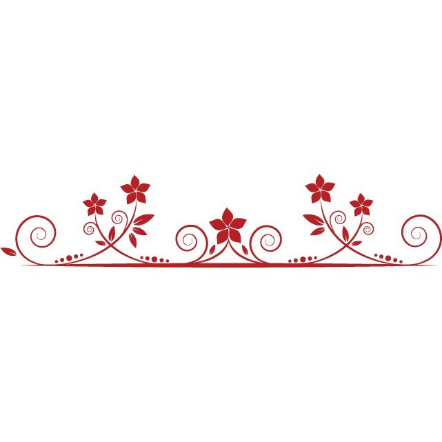 Ornament floral - Sticker Decorativ - Rosu Cardinal - 190 x 40 cm