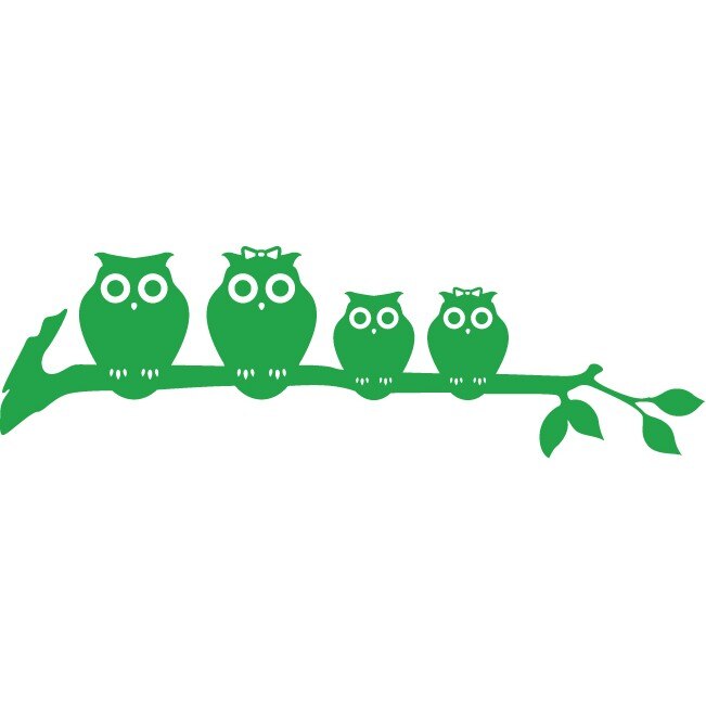 Sticker auto - Familie de bufnite - Verde - 45x13 cm