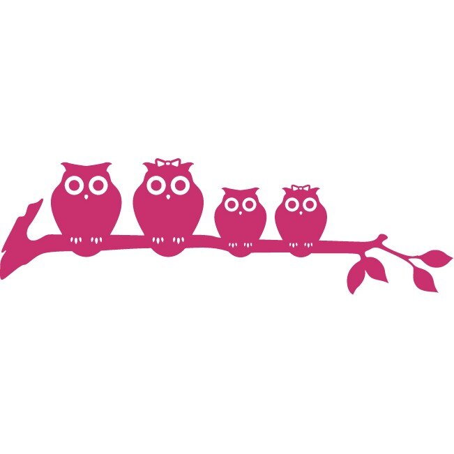 Sticker auto - Familie de bufnite - Magenta - 45x13 cm