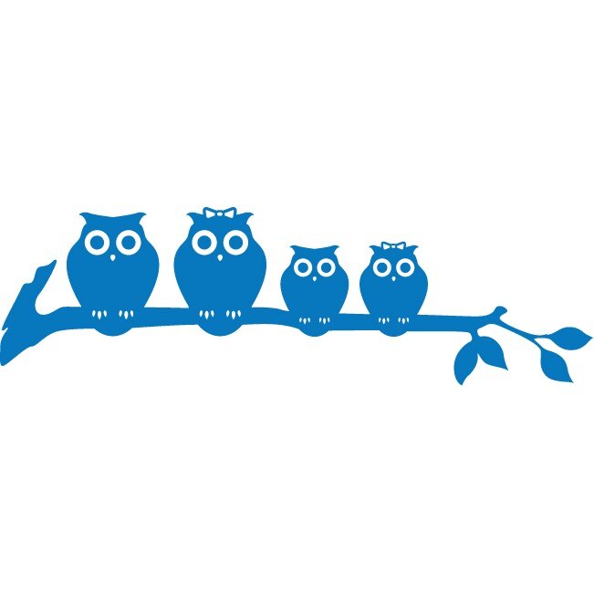Sticker auto - Familie de bufnite - Albastru - 45x13 cm