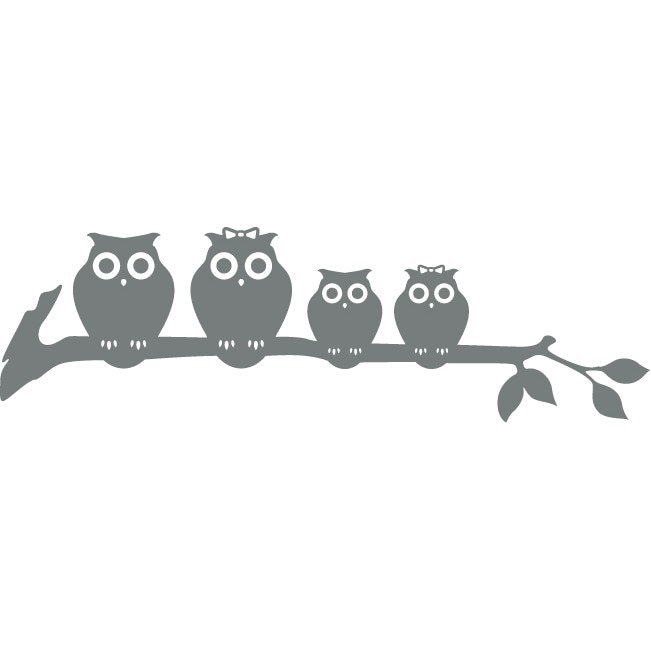 Sticker auto - Familie de bufnite - Gri Metal - 45x13 cm