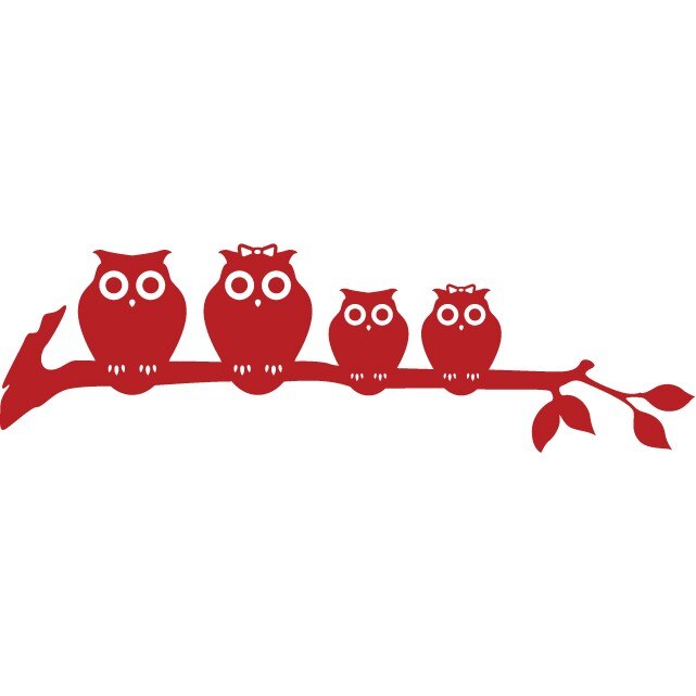 Sticker auto - Familie de bufnite - Rosu Cardinal - 45x13 cm