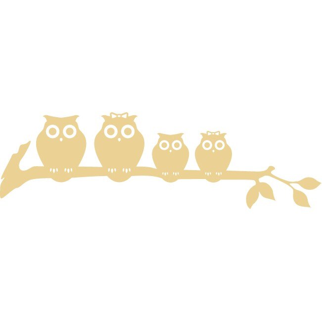 Sticker auto - Familie de bufnite - Bej - 45x13 cm