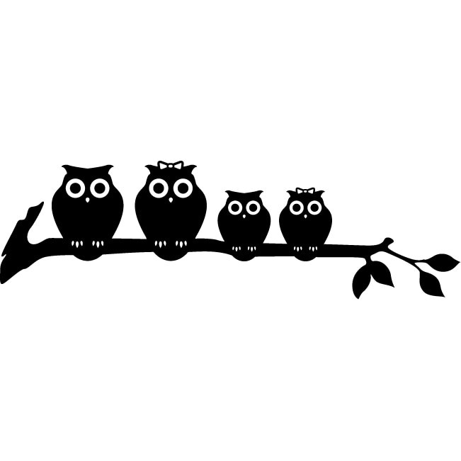 Sticker auto - Familie de bufnite - Negru - 45x13 cm