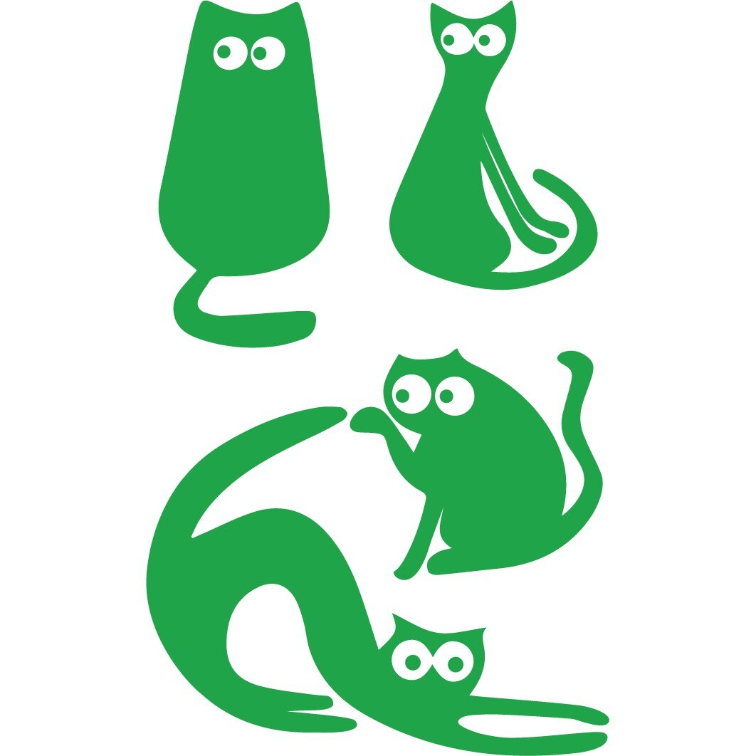 Sticker auto - Pisicute dragute (pachet) - Verde - 18x30 cm