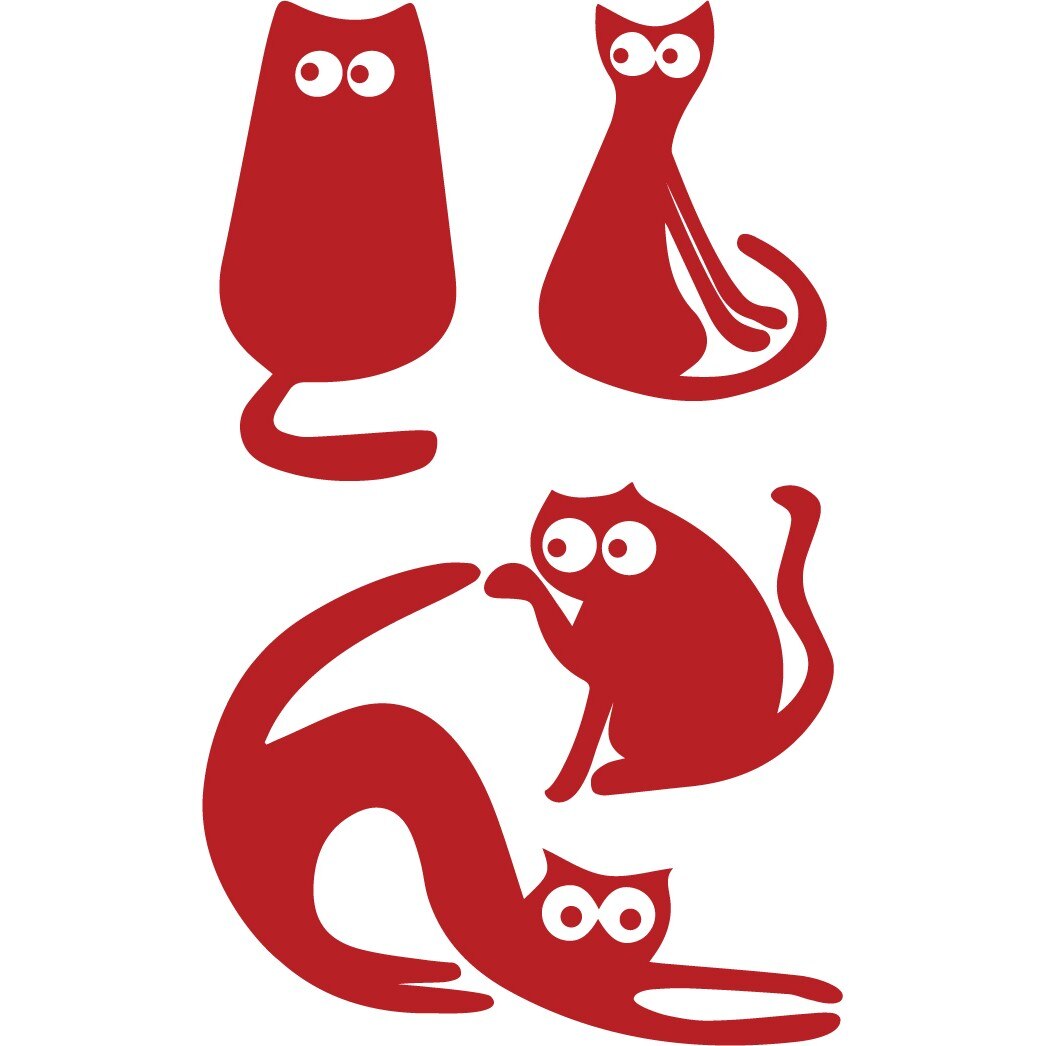 Sticker auto - Pisicute dragute (pachet) - Rosu Cardinal - 18x30 cm