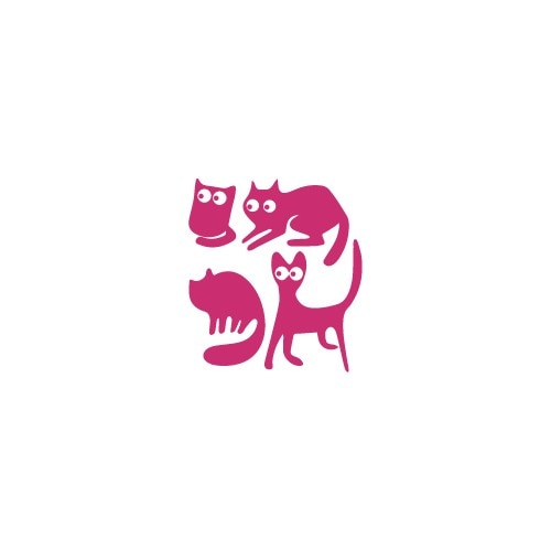 Sticker auto - Pisici speriate (pachet) - Magenta - 30x33 cm