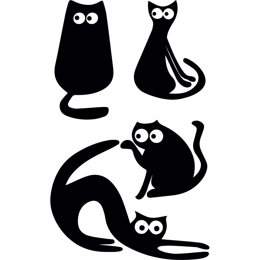 Sticker auto - Pisicute dragute (pachet) - Negru - 18x30 cm