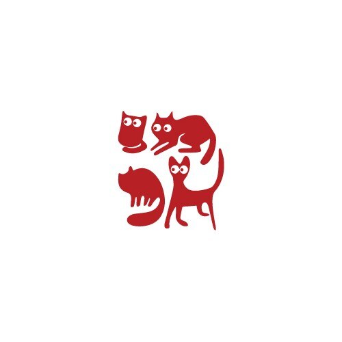 Sticker auto - Pisici speriate (pachet) - Rosu Cardinal - 30x33 cm
