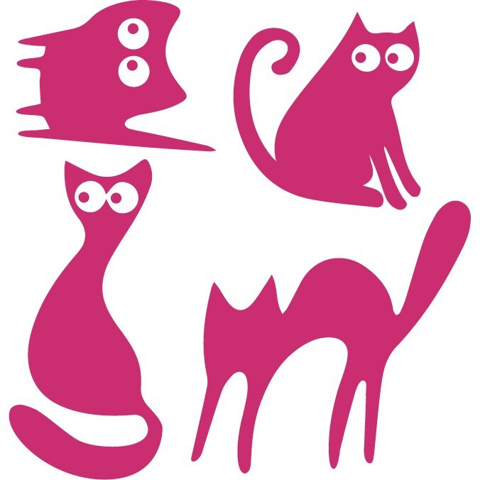 Sticker auto - Pisicute speriate (pachet) - Magenta - 30x31 cm