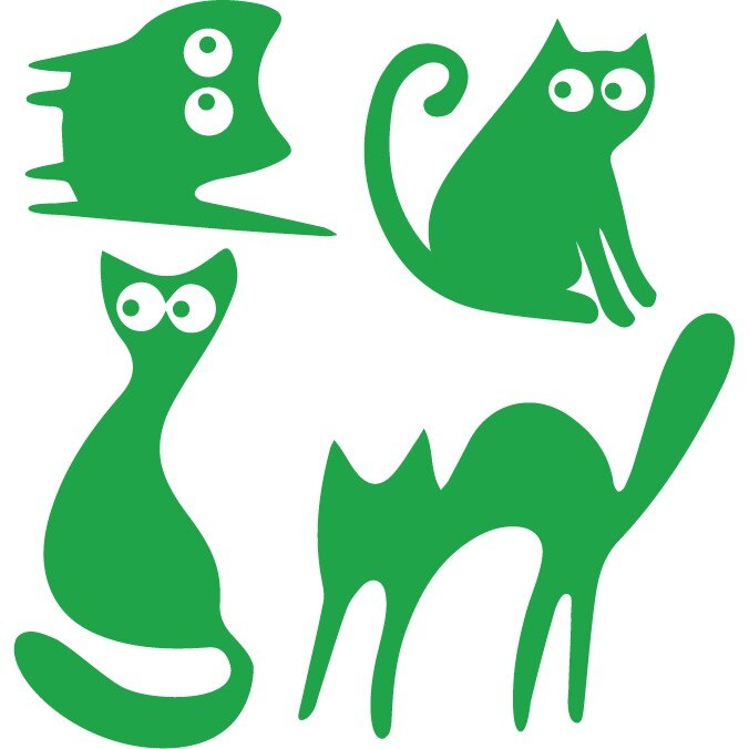 Sticker auto - Pisicute speriate (pachet) - Verde - 30x31 cm