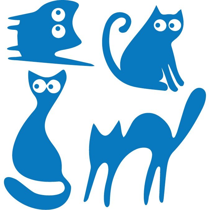 Sticker auto - Pisicute speriate (pachet) - Albastru - 30x31 cm